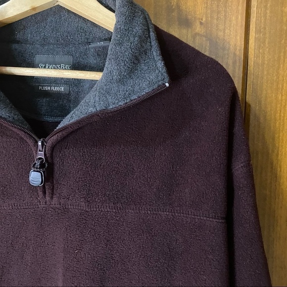 St. John's Bay: Men's Plush Fleece Pullover 1/4 Zip Up Jacket Sweater Large - Picture 3 of 11